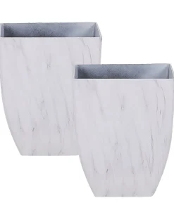 Set di 2 vasi per piante MIRO 35 cm Marmo bianco