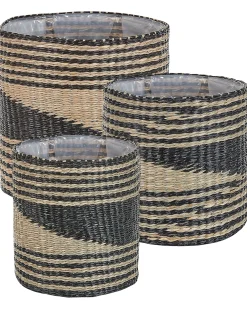 Set di 3 vasi per piante RATTAIL Alghe marine 32/29/27 cm Nero