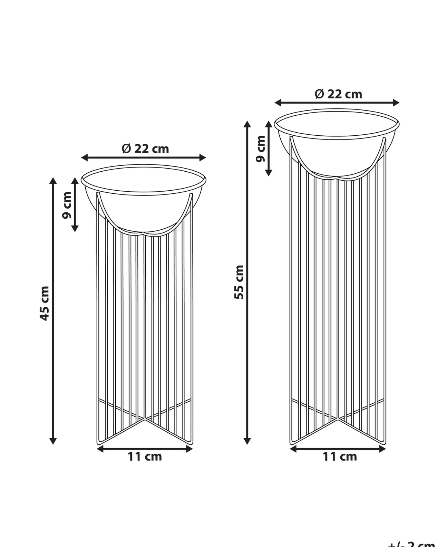 Set di 2 vasi rialzati per piante FICARIA Metallo 22 cm Nero