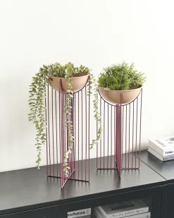 Set di 2 vasi rialzati per piante FICARIA Metallo 22 cm Rosa