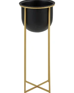 Set di 2 vasi rialzati per piante THUJA Metallo 21 cm Nero