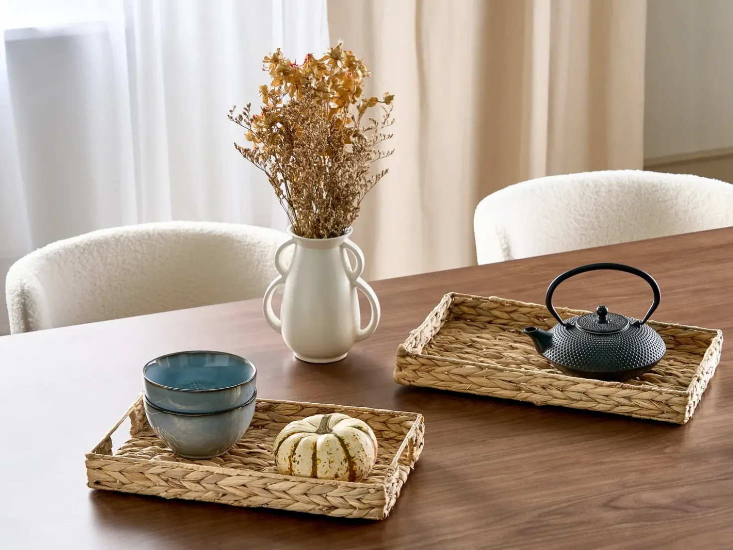 Set di 2 vassoi decorativi KONTUM Vimini Naturale