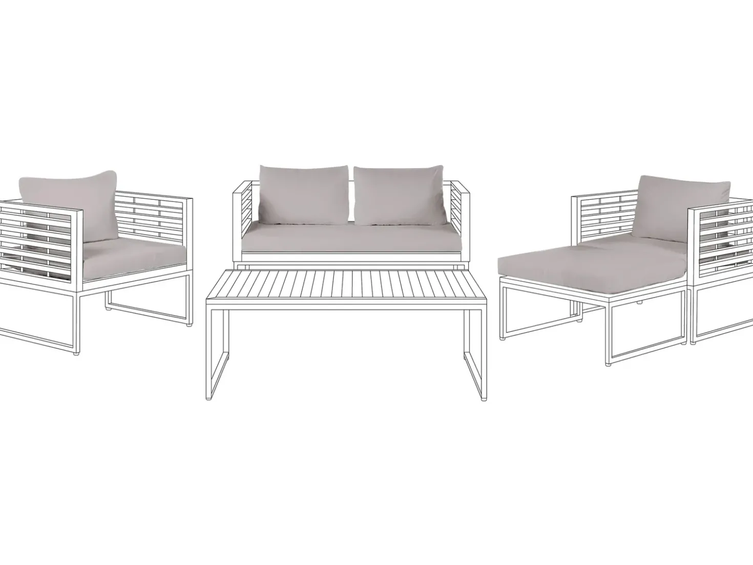 Set di copricuscini per esterni BERMUDA Grigio