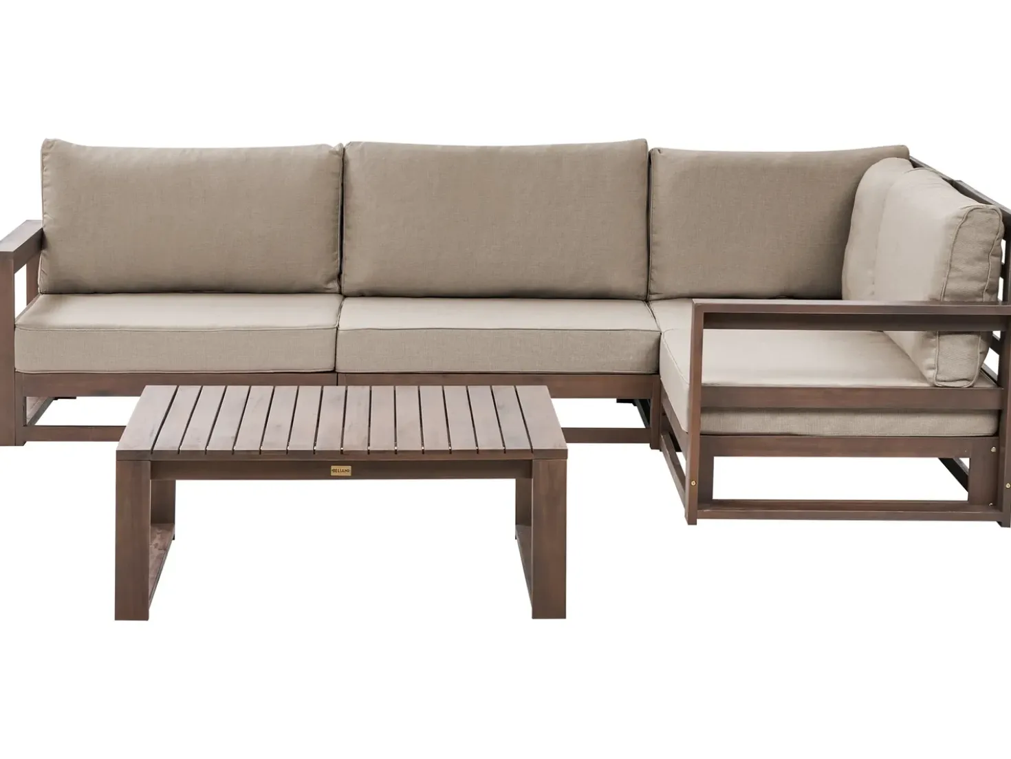 Set di divani angolari da giardino 4 posti TIMOR Lato Sinistro Modulare Legno di acacia certificato Marrone scuro