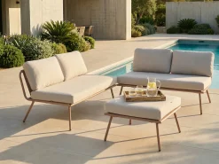 Set di divani angolari da giardino 4 posti CACCAMO Beige