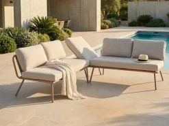 Set di divani angolari da giardino 4 posti CACCAMO Beige