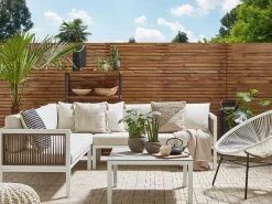Set di divani angolari da giardino 4 posti BORELLO Lato Sinistro Metallo Beige