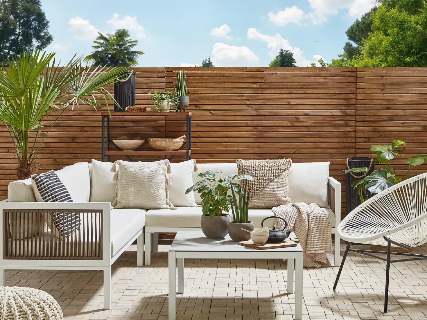Set di divani angolari da giardino 4 posti BORELLO Lato Sinistro Metallo Beige