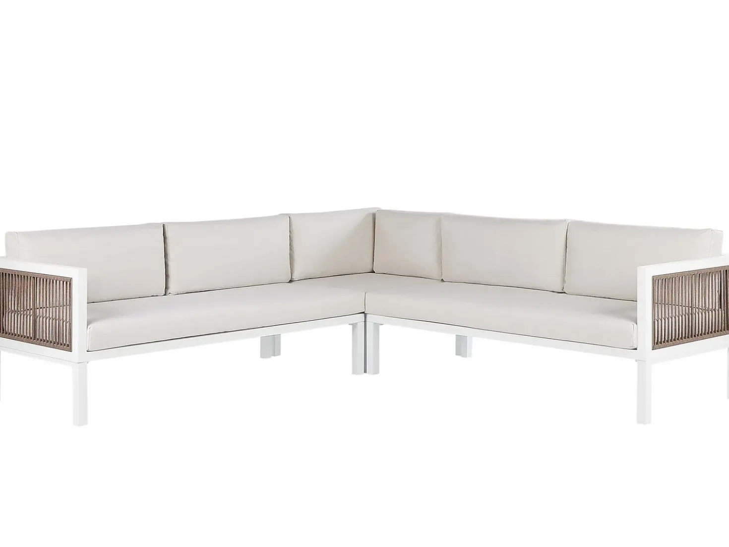 Set di divani angolari da giardino 4 posti BORELLO Lato Sinistro Metallo Beige