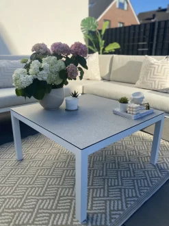 Set di divani angolari da giardino 4 posti BORELLO Lato Sinistro Metallo Beige
