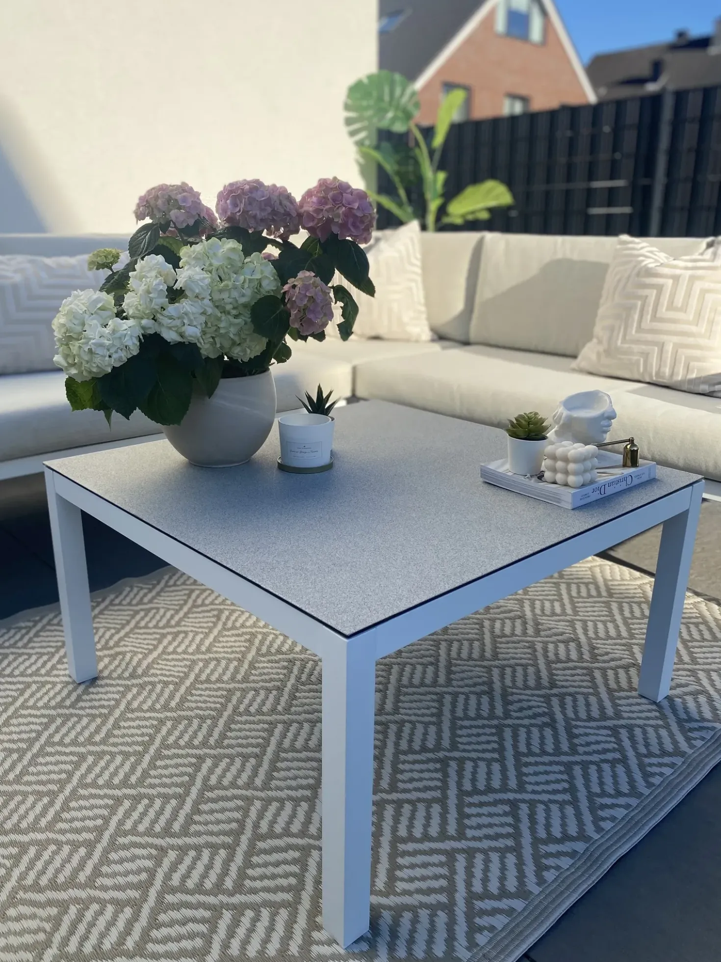 Set di divani angolari da giardino 4 posti BORELLO Lato Sinistro Metallo Beige