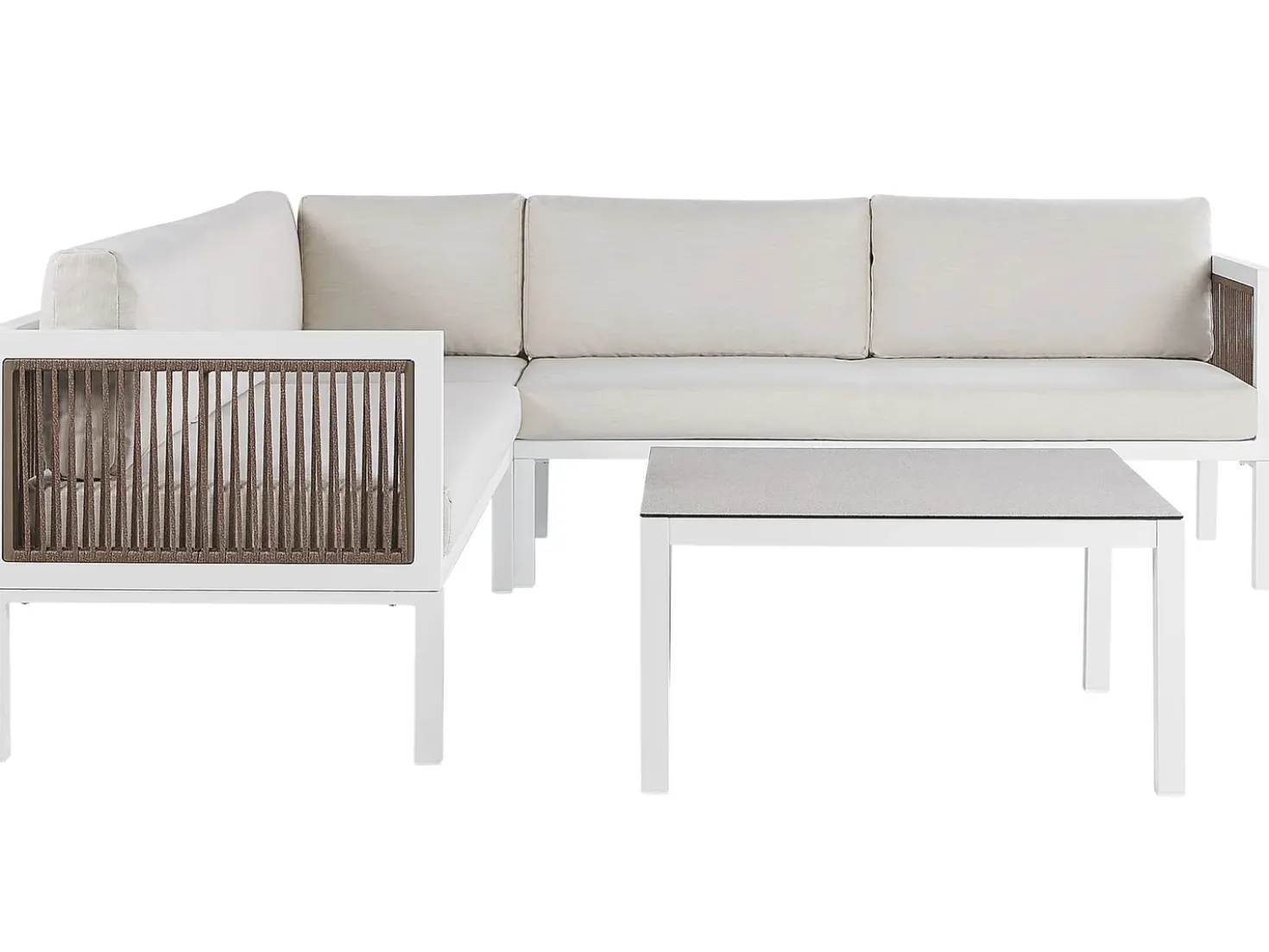 Set di divani angolari da giardino 4 posti BORELLO Lato Sinistro Metallo Beige