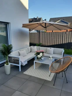 Set di divani angolari da giardino 4 posti BORELLO Lato Sinistro Metallo Beige