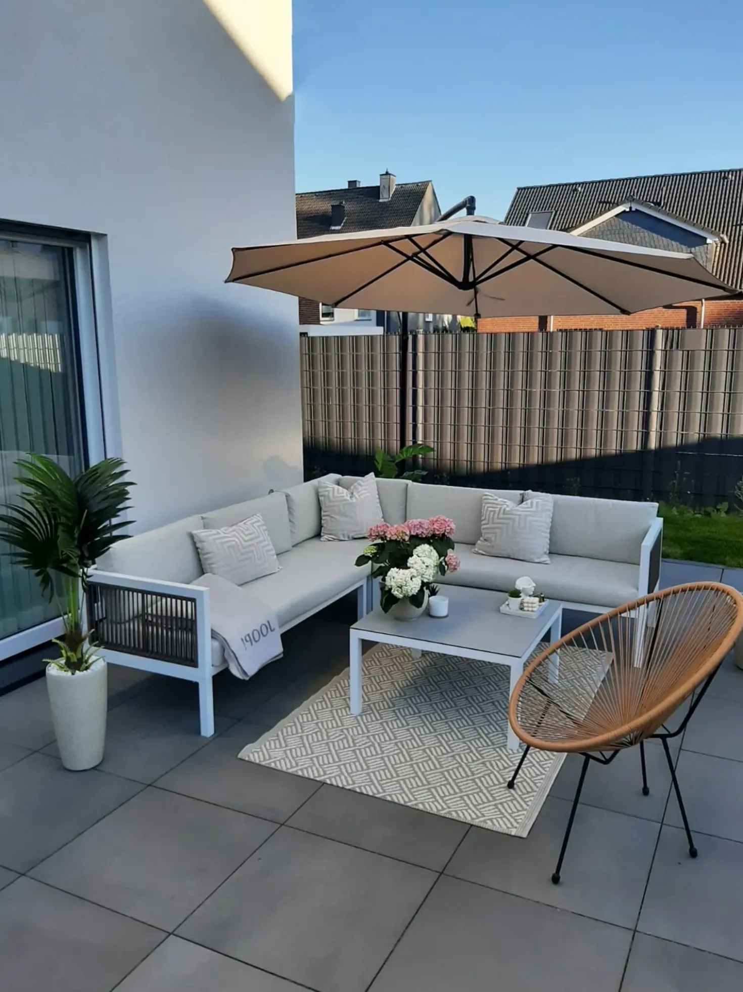 Set di divani angolari da giardino 4 posti BORELLO Lato Sinistro Metallo Beige