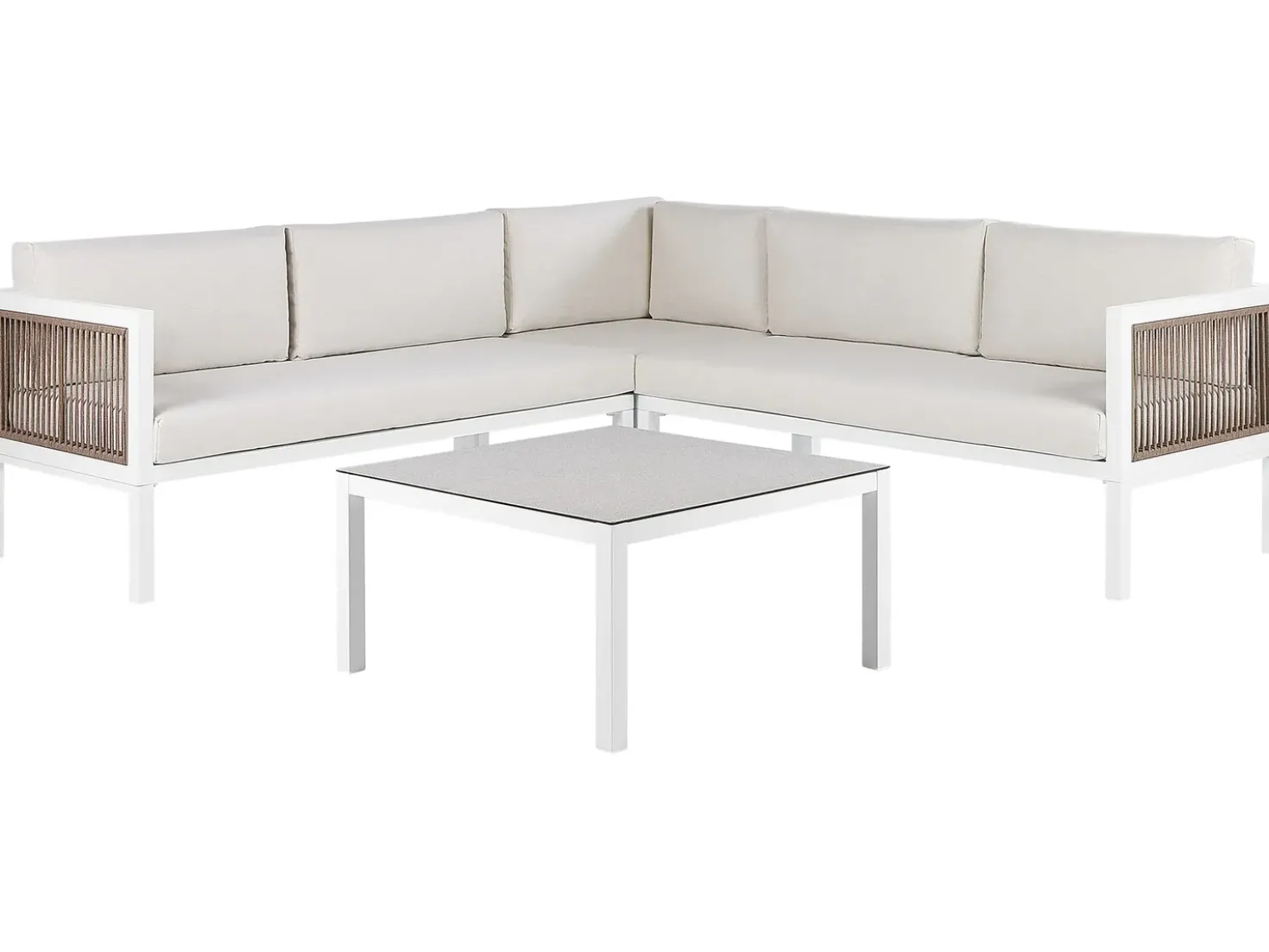 Set di divani angolari da giardino 4 posti BORELLO Lato Sinistro Metallo Beige