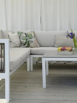 Set di divani angolari da giardino 4 posti BORELLO Lato Sinistro Metallo Beige