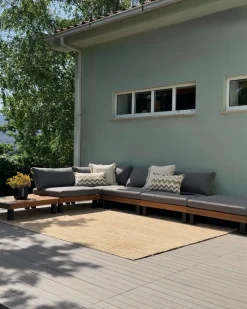 Set di divani angolari da giardino 5 posti FRAZZANO Modulare Legno di acacia certificato Grigio
