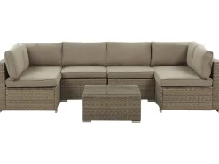 Set di divani angolari da giardino 6 posti BELVEDERE Rattan sintetico (PE) Marrone