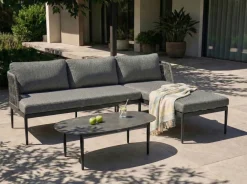 Set di divani angolari da giardino 3 posti LEFFE Lato Sinistro Metallo Grigio