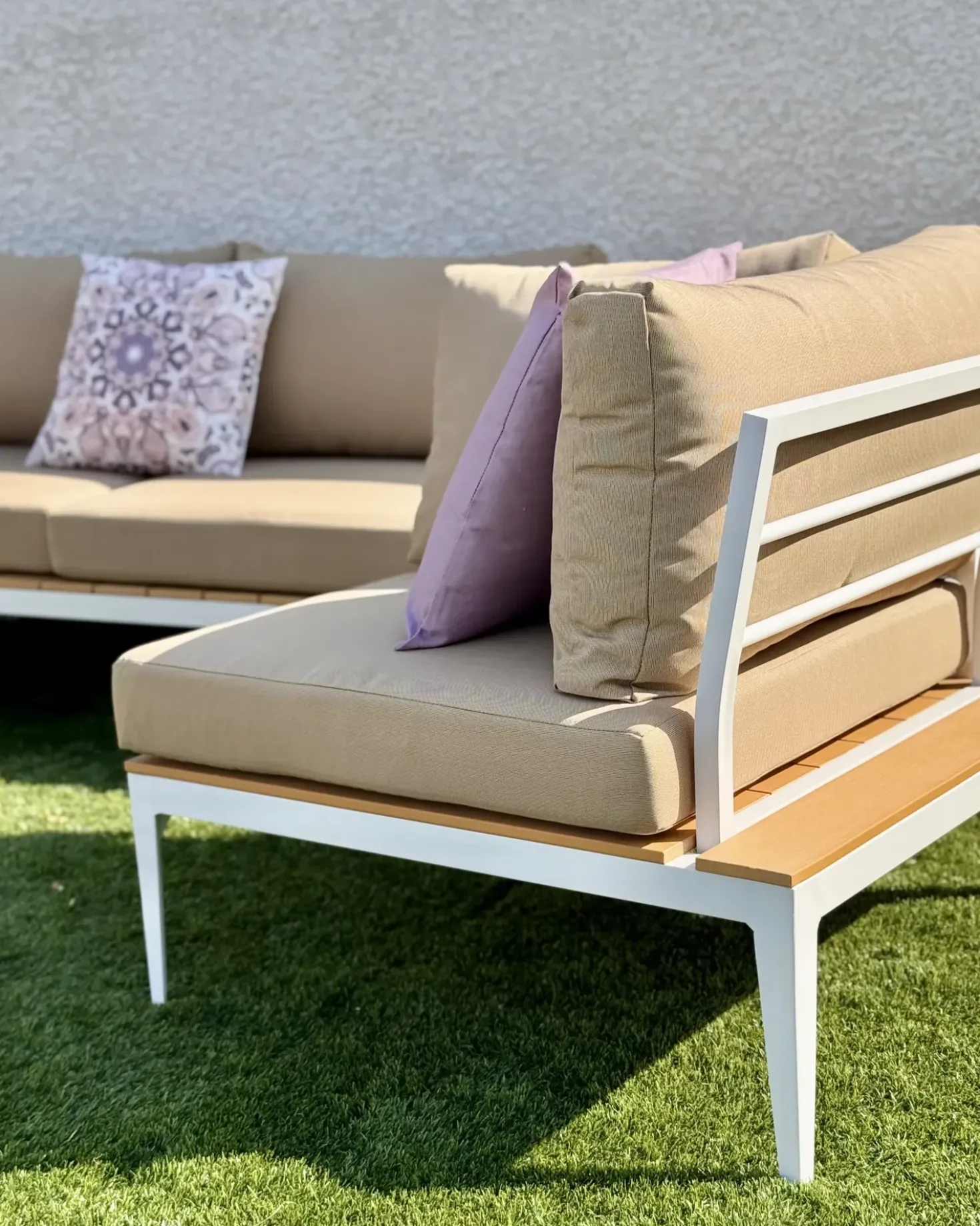 Set di divani angolari da giardino 5 posti POSITANO Marrone chiaro