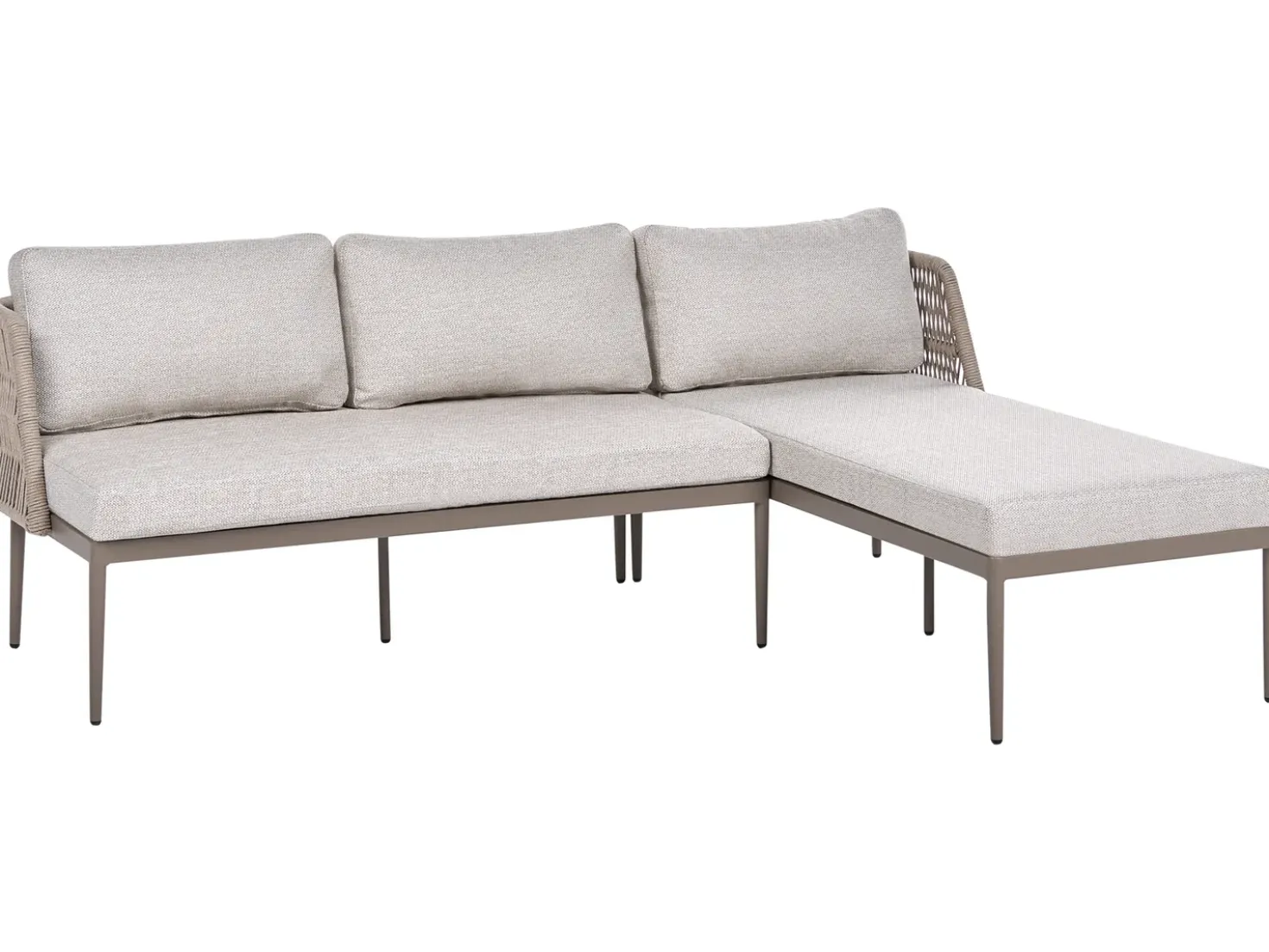 Set di divani angolari da giardino 3 posti LEFFE Lato Sinistro Metallo Beige