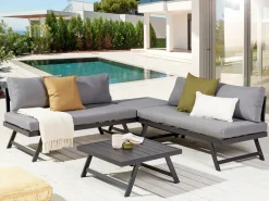 Set di divani angolari da giardino 5 posti COCCORINO Metallo Grigio