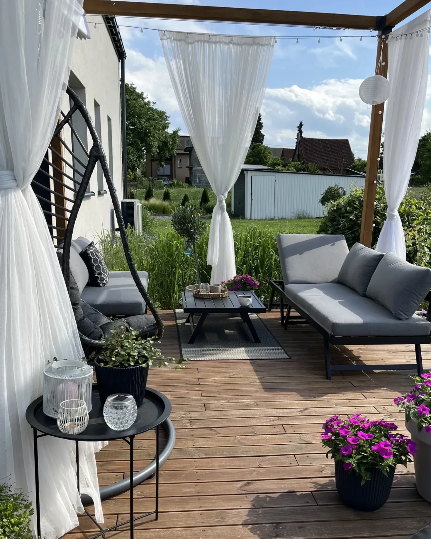 Set di divani angolari da giardino 5 posti COCCORINO Metallo Grigio