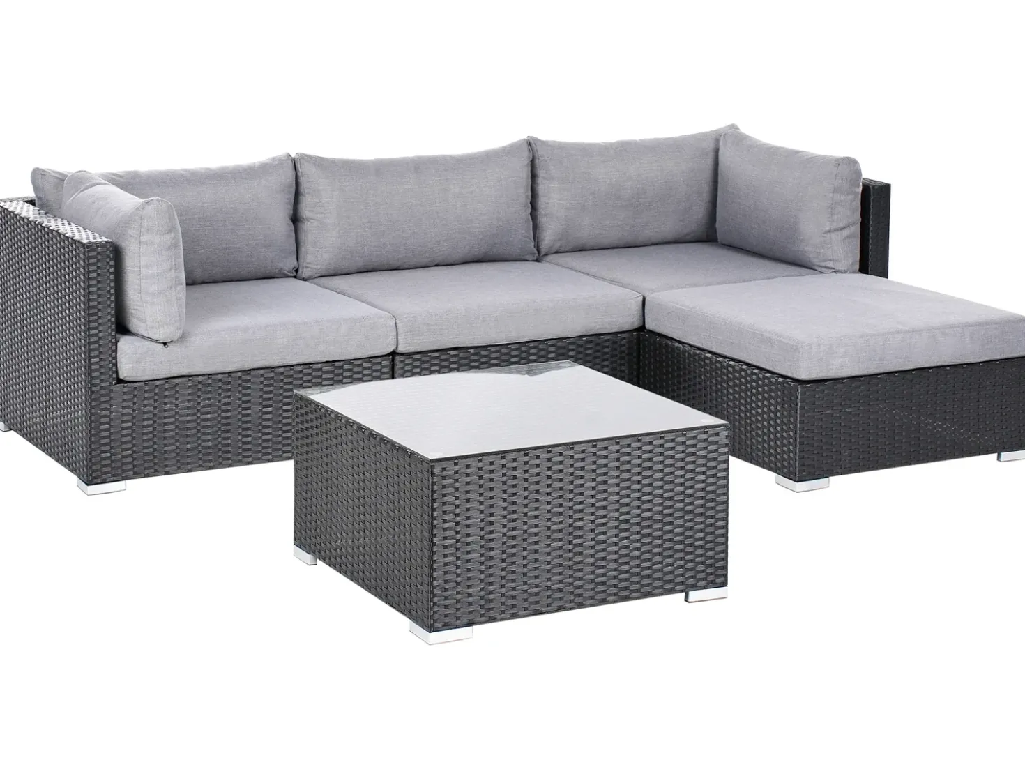 Set di divani angolari da giardino 4 posti SANO Lato Sinistro Rattan sintetico (PE) Nero