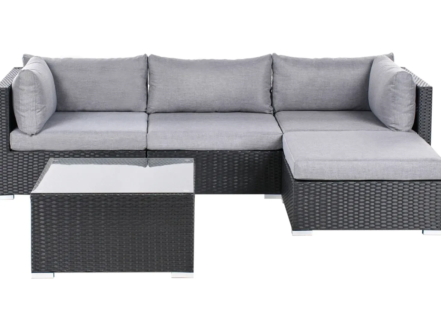 Set di divani angolari da giardino 4 posti SANO Lato Sinistro Rattan sintetico (PE) Nero