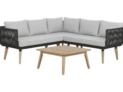 Set di divani angolari da giardino 5 posti ALCAMO Lato Sinistro Legno d'acacia Nero