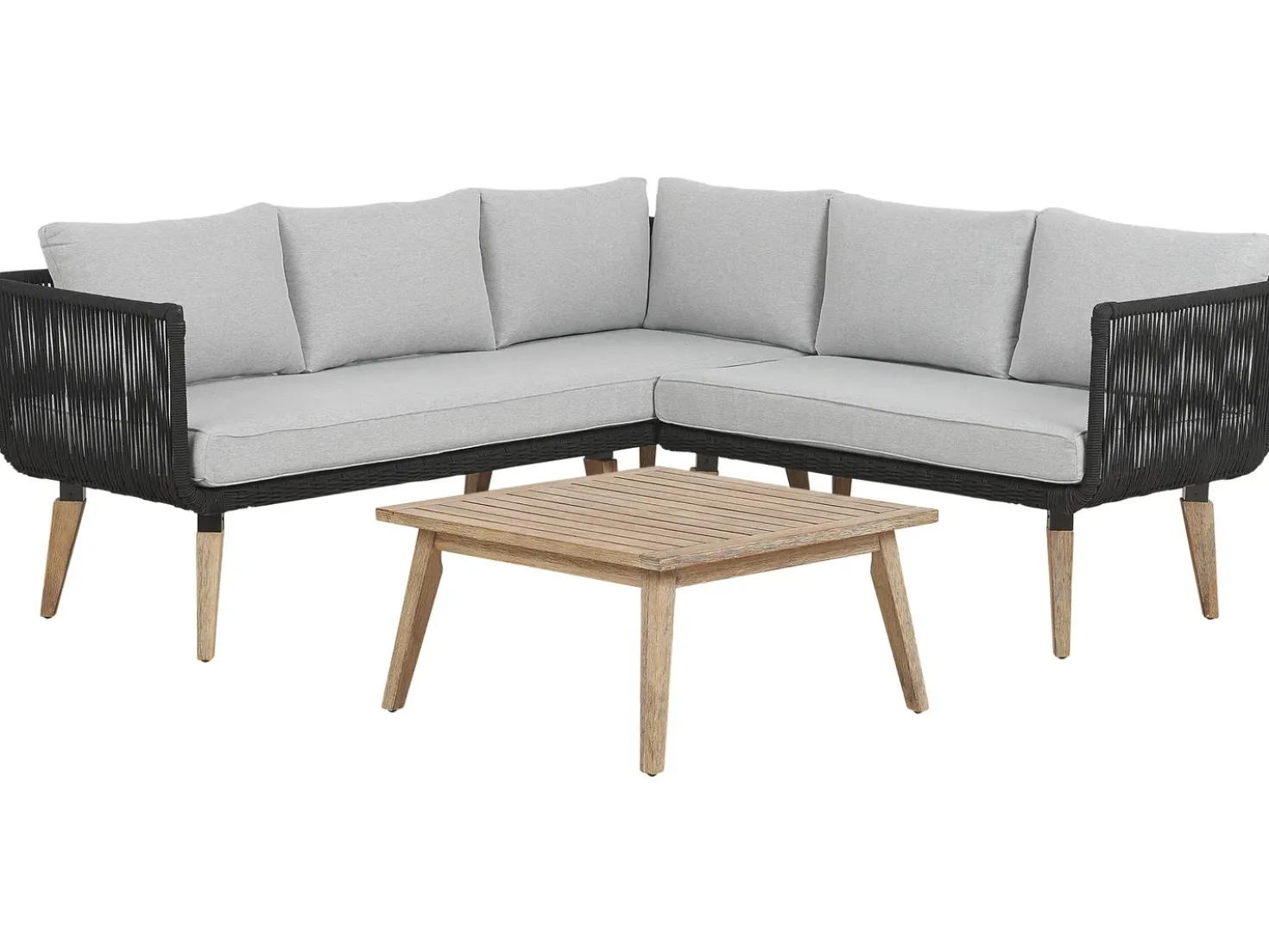 Set di divani angolari da giardino 5 posti ALCAMO Lato Sinistro Legno d'acacia Nero