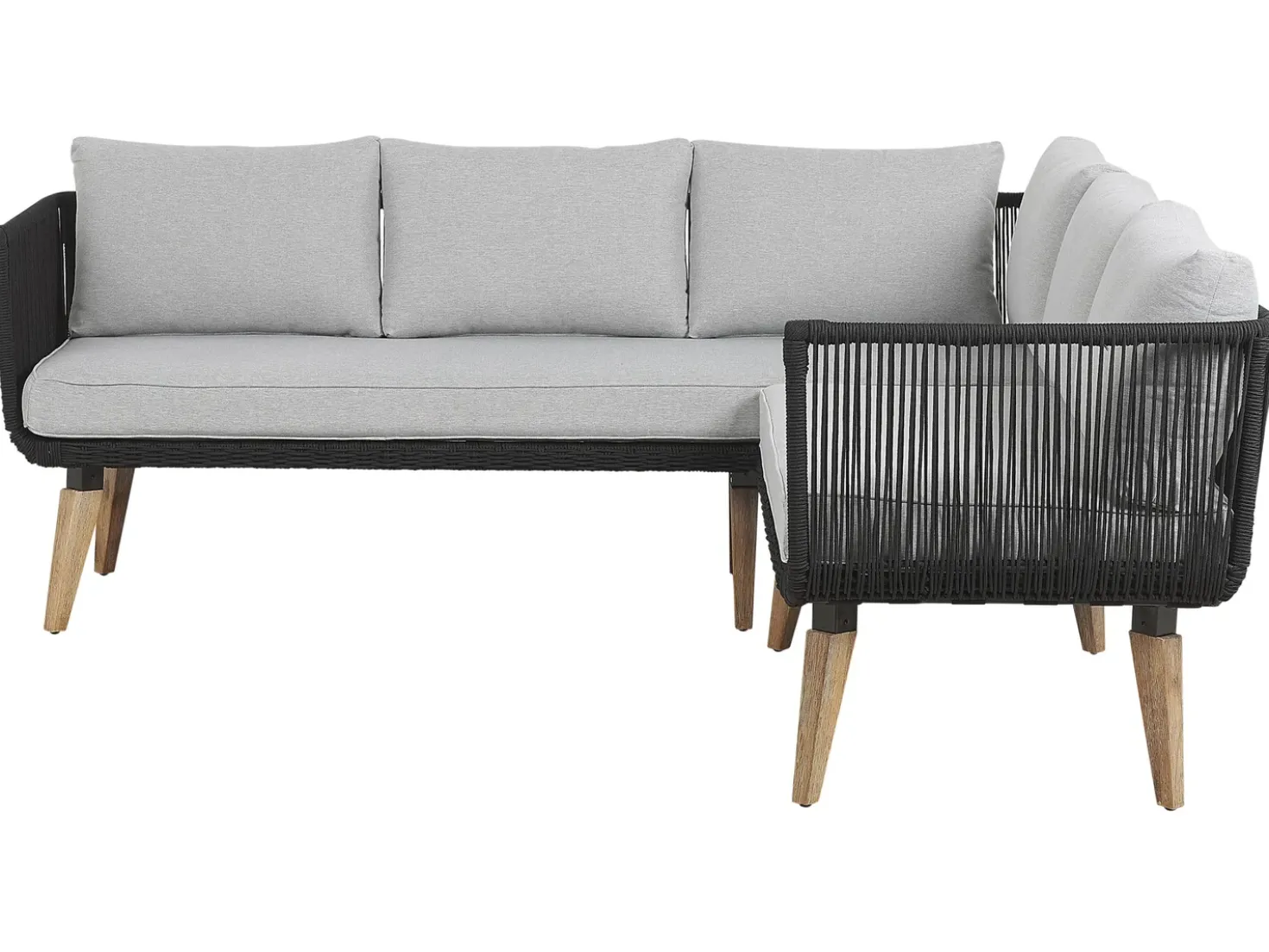 Set di divani angolari da giardino 5 posti ALCAMO Lato Sinistro Legno d'acacia Nero