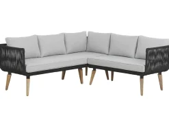 Set di divani angolari da giardino 5 posti ALCAMO Lato Sinistro Legno d'acacia Nero