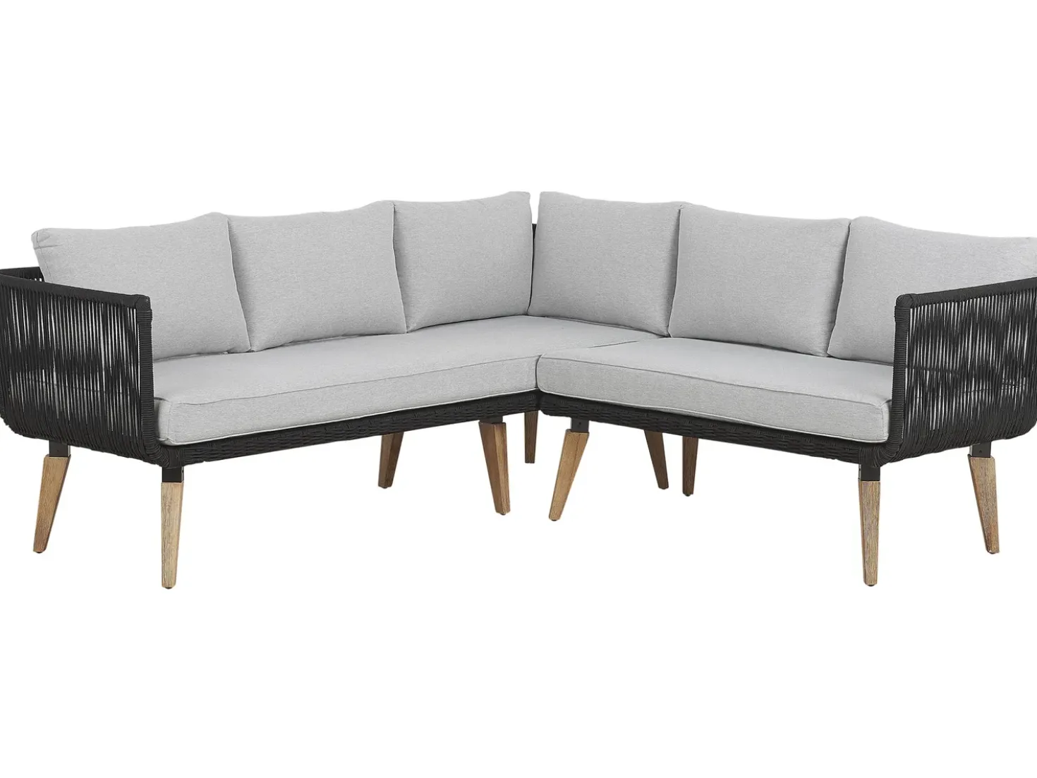 Set di divani angolari da giardino 5 posti ALCAMO Lato Sinistro Legno d'acacia Nero
