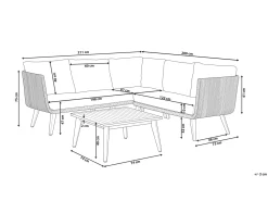 Set di divani angolari da giardino 5 posti ALCAMO Lato Sinistro Legno d'acacia Nero