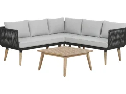 Set di divani angolari da giardino 5 posti ALCAMO Lato Sinistro Legno d'acacia Nero