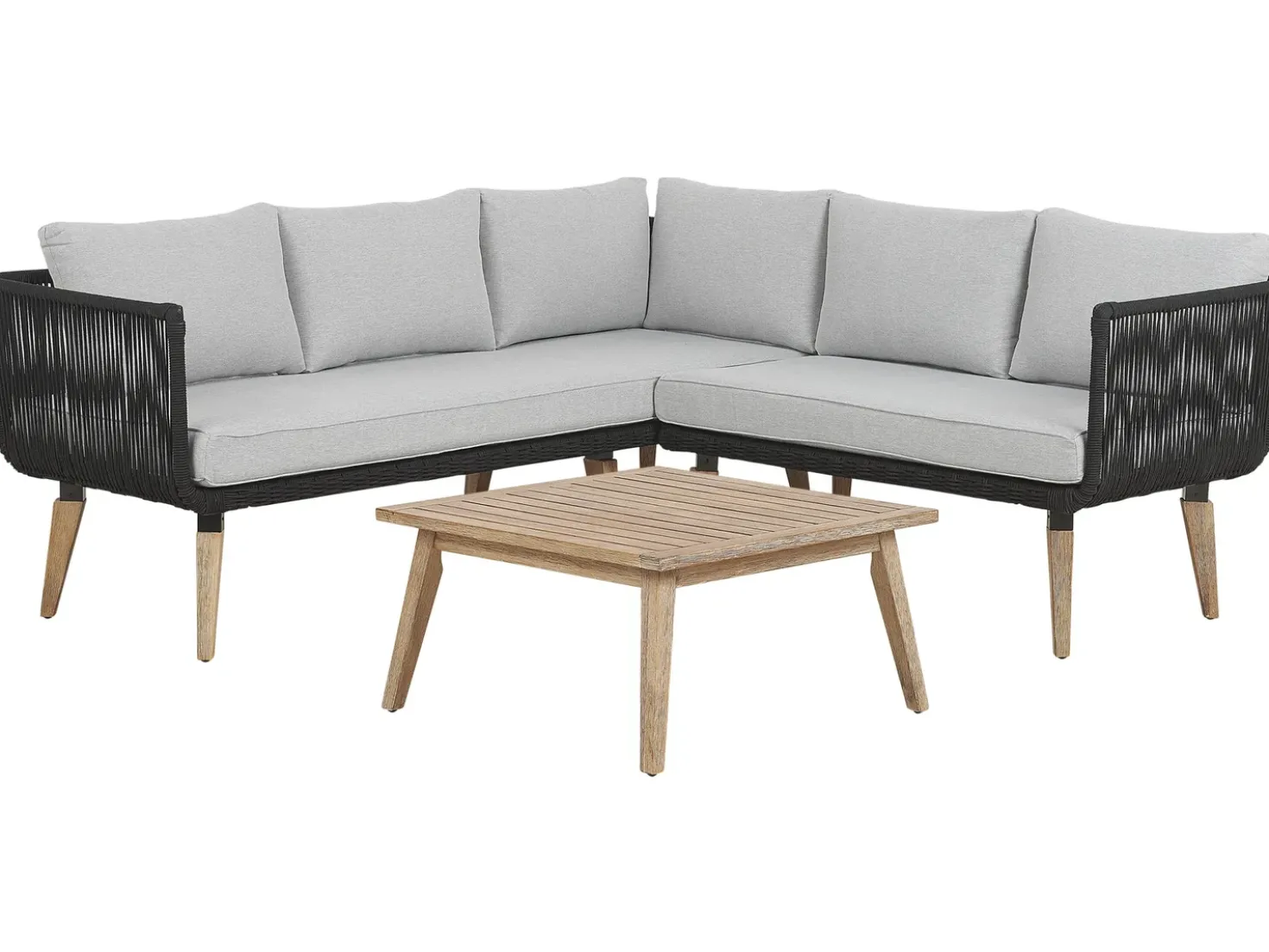 Set di divani angolari da giardino 5 posti ALCAMO Lato Sinistro Legno d'acacia Nero