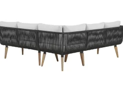 Set di divani angolari da giardino 5 posti ALCAMO Lato Sinistro Legno d'acacia Nero