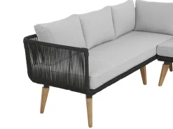 Set di divani angolari da giardino 5 posti ALCAMO Lato Sinistro Legno d'acacia Nero