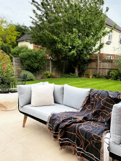 Set di divani angolari da giardino 5 posti ALCAMO Lato Sinistro Legno d'acacia Nero
