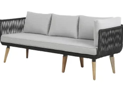 Set di divani angolari da giardino 5 posti ALCAMO Lato Sinistro Legno d'acacia Nero