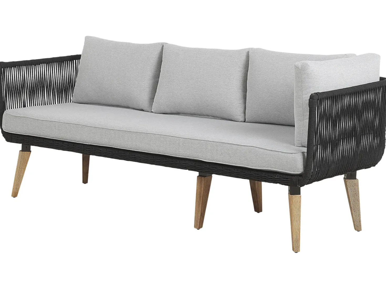 Set di divani angolari da giardino 5 posti ALCAMO Lato Sinistro Legno d'acacia Nero