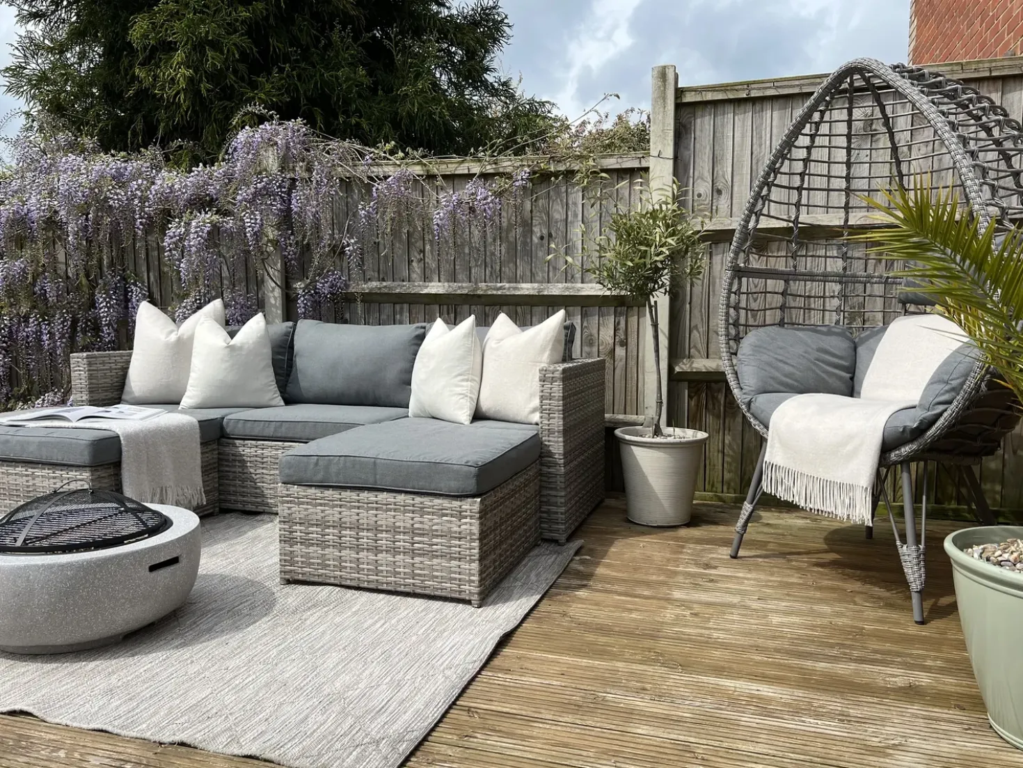 Set di divani angolari da giardino 5 posti SABBIA Lato Sinistro Modulare Rattan sintetico (PE) Grigio chiaro