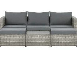 Set di divani angolari da giardino 5 posti SABBIA Lato Sinistro Modulare Rattan sintetico (PE) Grigio chiaro