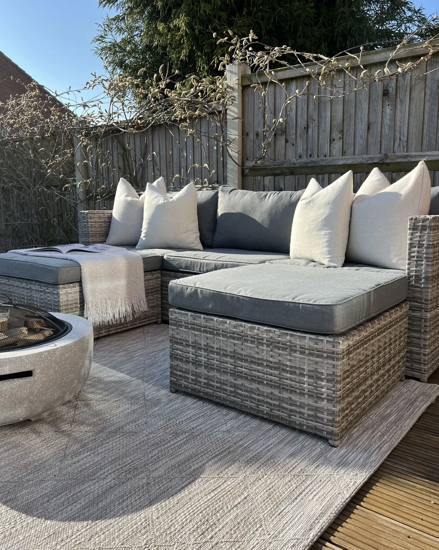 Set di divani angolari da giardino 5 posti SABBIA Lato Sinistro Modulare Rattan sintetico (PE) Grigio chiaro
