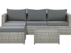 Set di divani angolari da giardino 5 posti SABBIA Lato Sinistro Modulare Rattan sintetico (PE) Grigio chiaro