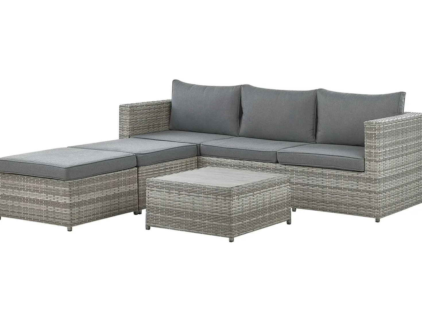Set di divani angolari da giardino 5 posti SABBIA Lato Sinistro Modulare Rattan sintetico (PE) Grigio chiaro