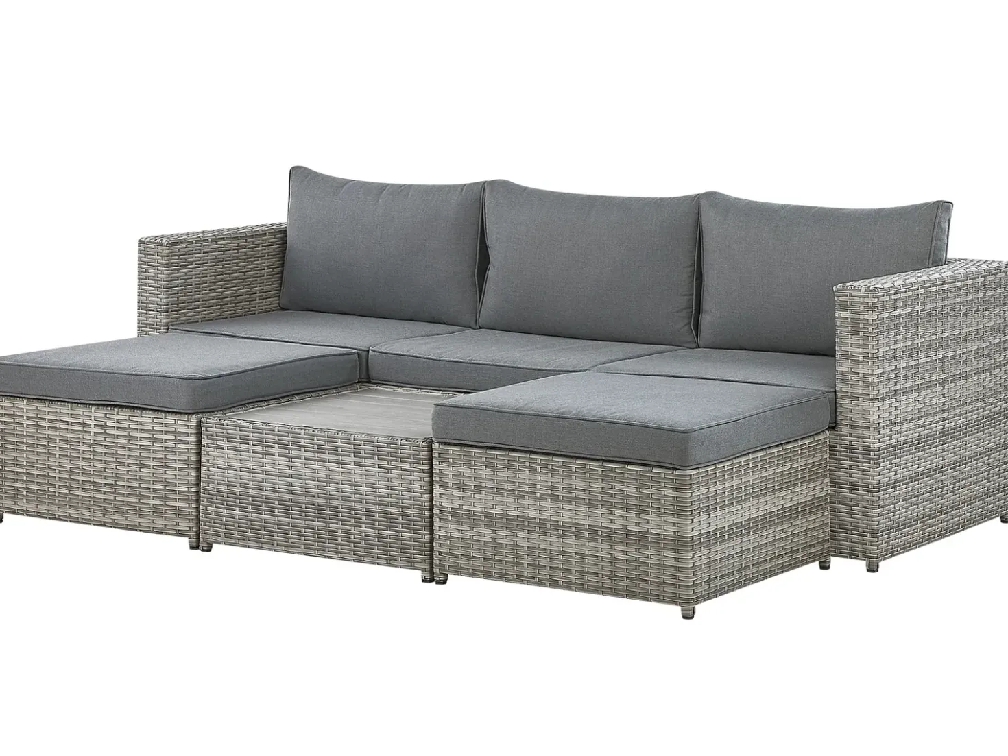 Set di divani angolari da giardino 5 posti SABBIA Lato Sinistro Modulare Rattan sintetico (PE) Grigio chiaro