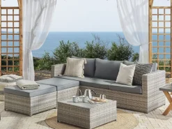 Set di divani angolari da giardino 5 posti SABBIA Lato Sinistro Modulare Rattan sintetico (PE) Grigio chiaro