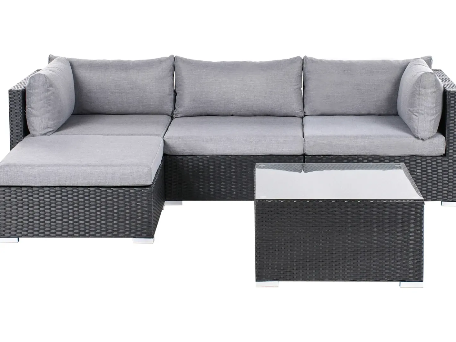 Set di divani angolari da giardino 4 posti SANO Lato destro Rattan sintetico (PE) Nero